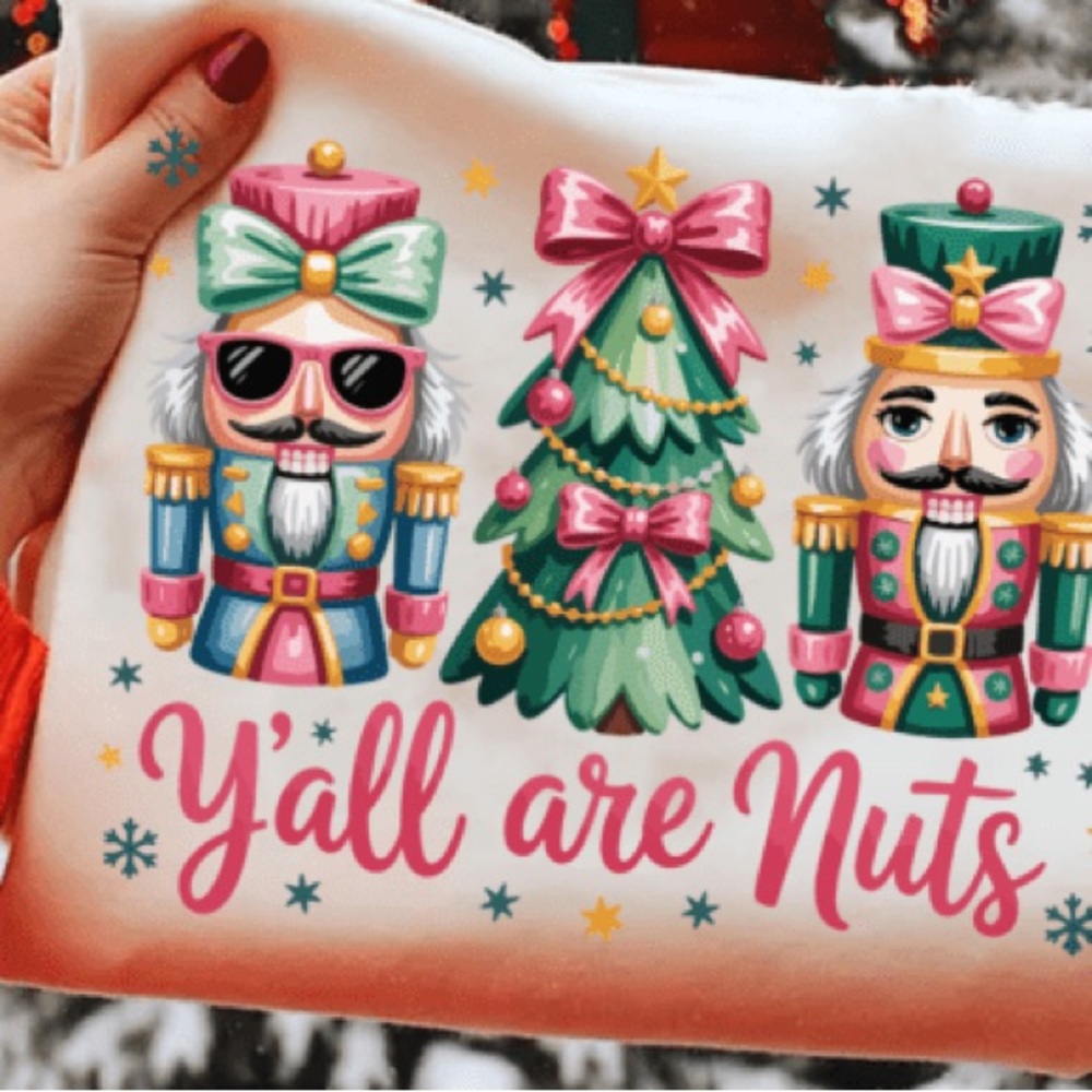 Comfort Colors Festive Nutcracker Tee - Pink, Green, White